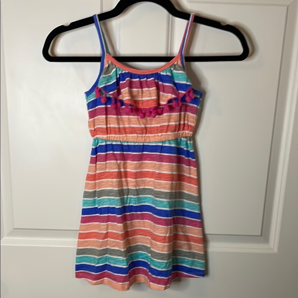 Aeropostale Multicolor Striped Sun Dress PomPom accents Girls size 7